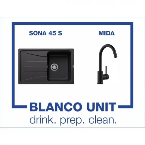 BLANCO SONA 45 S и BLANCO MIDA Черен мат - 527912 BLANCO SONA 45 S и BLANCO MIDA Черен мат - 527912